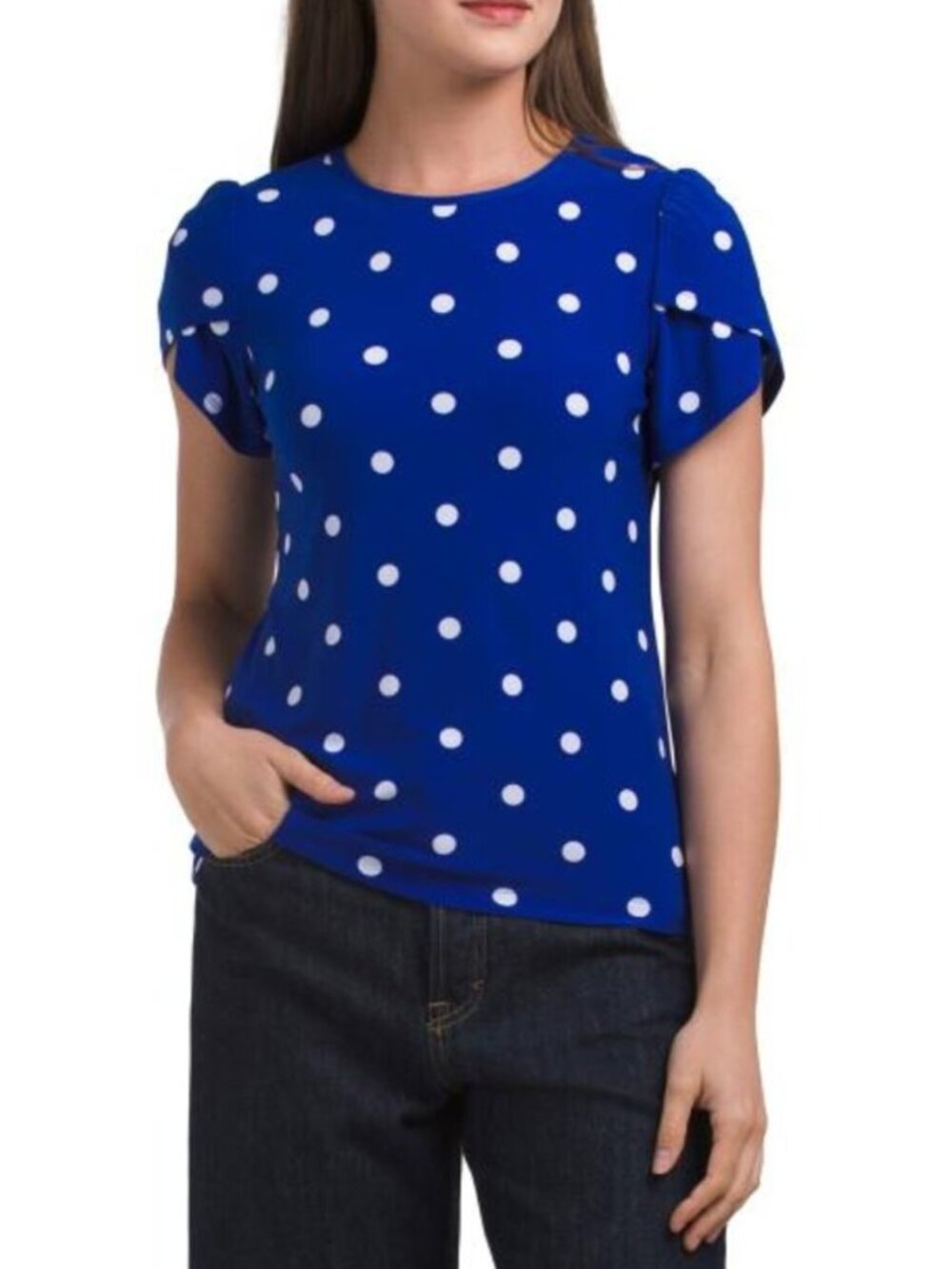 ANNE KLEIN Petite Tulip Sleeve Knit Top